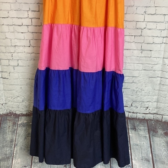 ANTHROPOLOGIE Farm Rio Tiered Colorblocked Maxi Dress XXS Petite Maximalist Boho - Picture 10 of 16